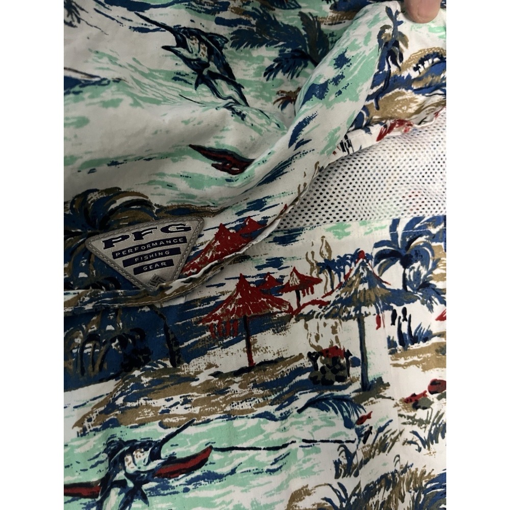 Columbia PFG Hawaiian Shirt Men's SZ XL Tropical Floral Short Sleeve Button Up - Picture 8 of 9